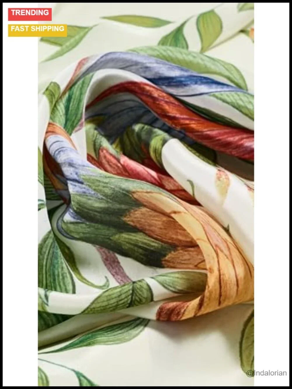 Lightweight Satin Bird Print Fashion Scarf 29.5in Square